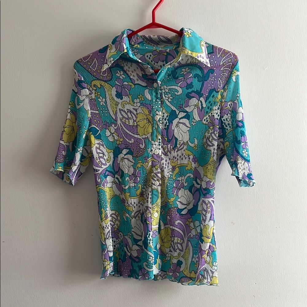 Colorful Floral Button-Up Shirt